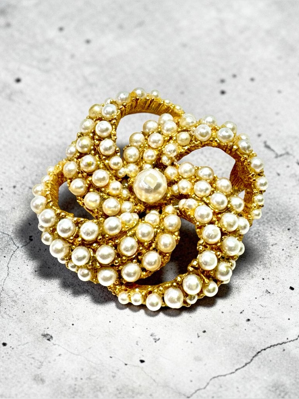 Vintage ART Pearl Swirled Brooch- signed Art -Mid Century Pin
